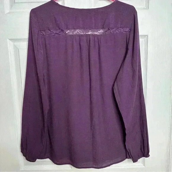 Northern  Reflections Blouse Lace Flowy Purple Size Large - Picture 12 of 16